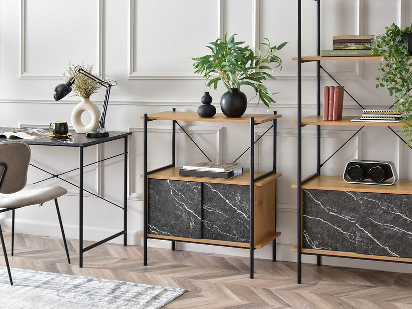 Regál Almasa A2 (černý mramor + černá)