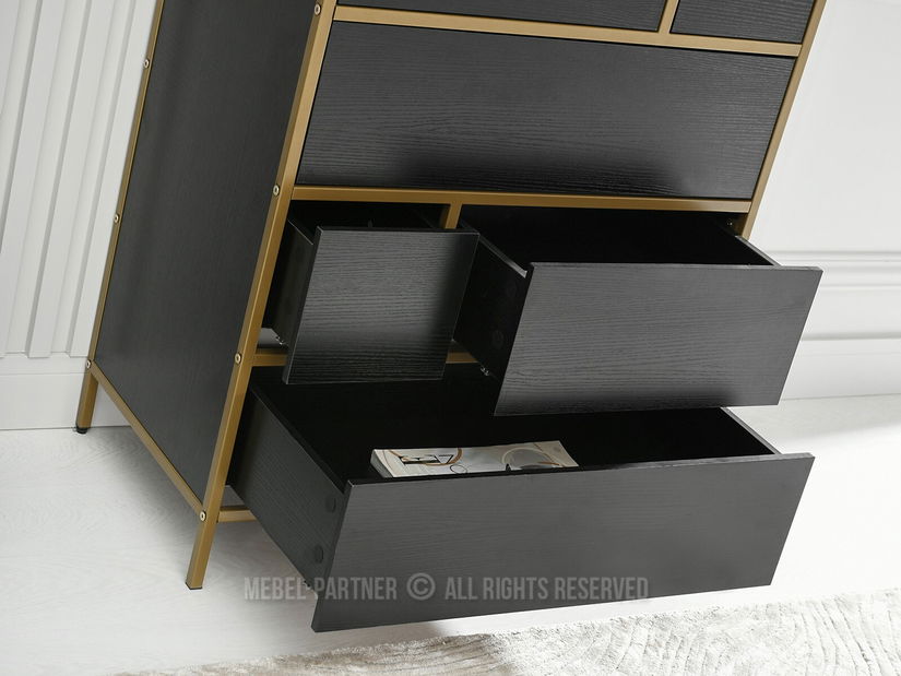 Komoda Soren Kom (černé dřevo + zlatá)