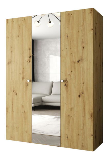 Šatní skříň 150 cm Parna 2 (dub artisan + stříbrná)