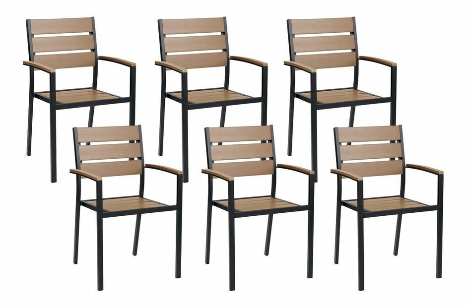 Set 6 ks zahradních židlí Valero (světlé dřevo)
