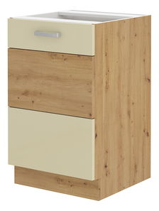 Dolní kuchyňská skříňka Arryn 50 D ZL 1F BB (dub artisan + lesk krémový) *výprodej