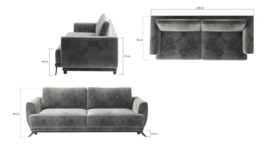 Pohovka dvojsedačka Melonite (modrá)