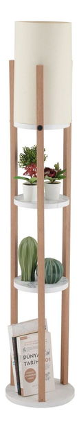 Stojanová lampa s policemi Narakotta 2 (bílá + přírodní)