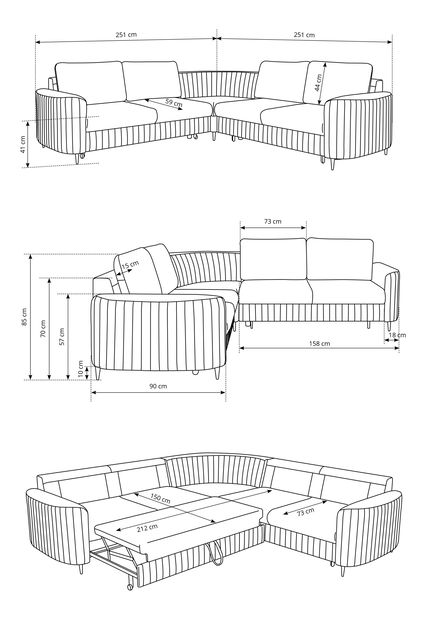 Rohová sedací souprava Loreeen (světlobéžová) (L)
