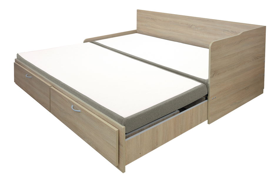 Rozkládací pohovka Menetas (dub pobřežní + oliva) (s roštem a matracem) (s úl. prostorem)