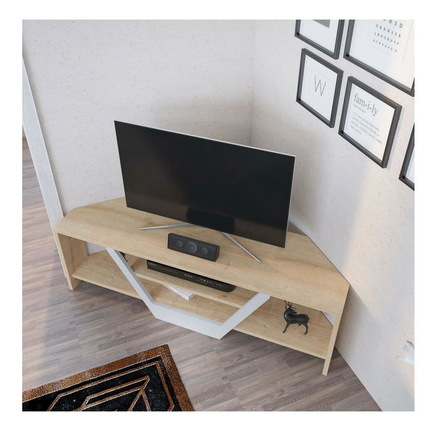 TV stolek/skříňka Sarra (bílá + dub)