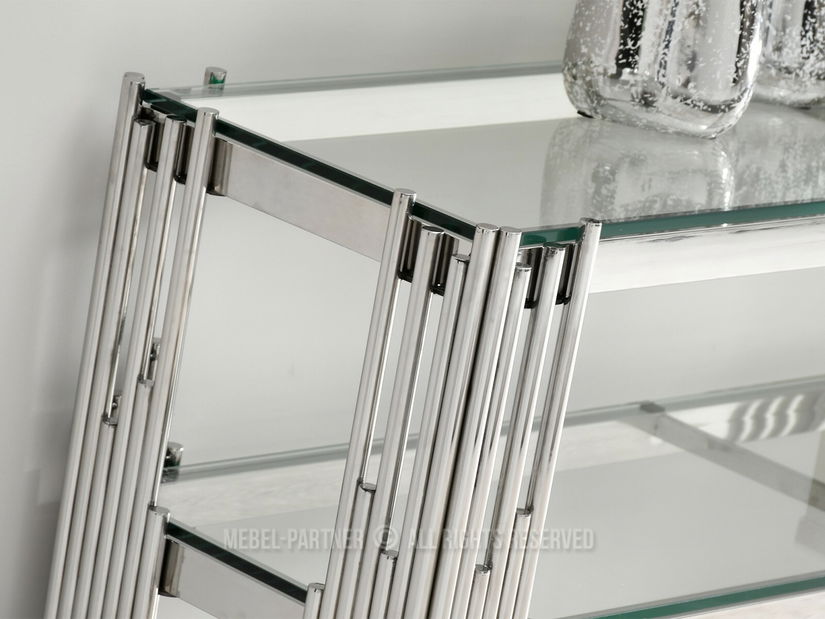 Konzolový stolek Benji (průhledné sklo + chromová)