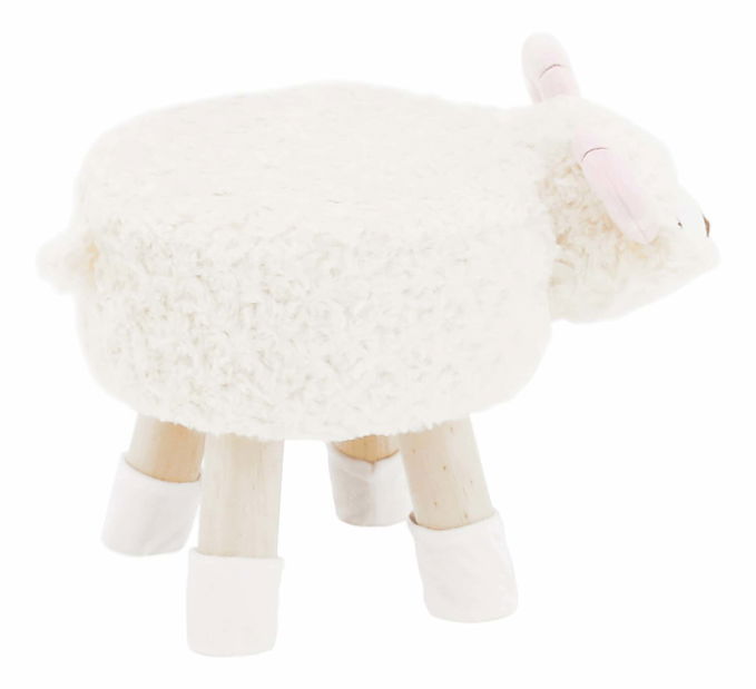Taburet ve tvaru ovečky Banzai (bílá + růžová + přírodní)