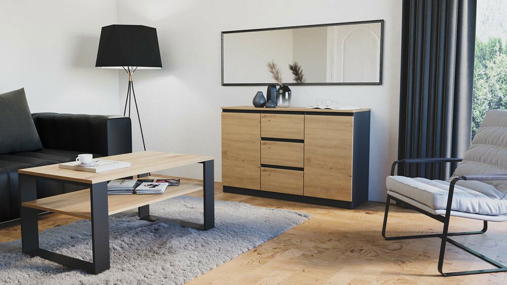 Set 2ks. komod Cervantina 1 (antracit + dub artisan)