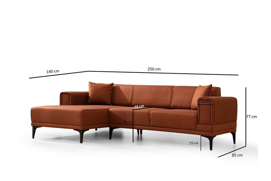 Rohová sedačka Horazotta (L) (cihlová + černá)