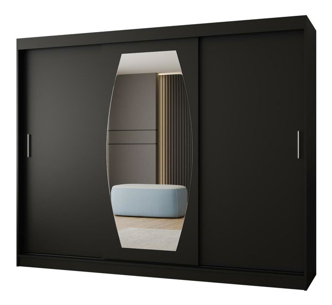 Šatní skříň 250 cm Rosaria (černá)