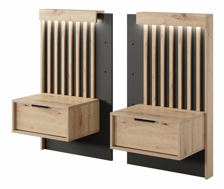 Set 2 ks. nočních stolků Tallin D (dub artisan + antracit)