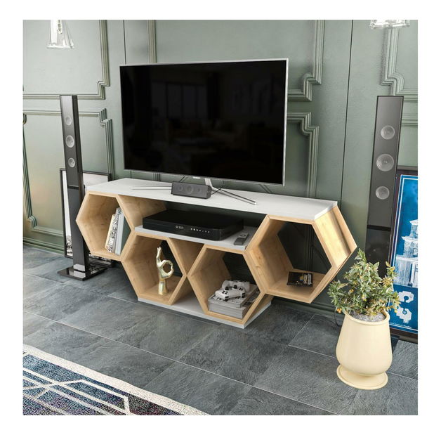 TV stolek/skříňka Balter (bílá + dub sonoma)