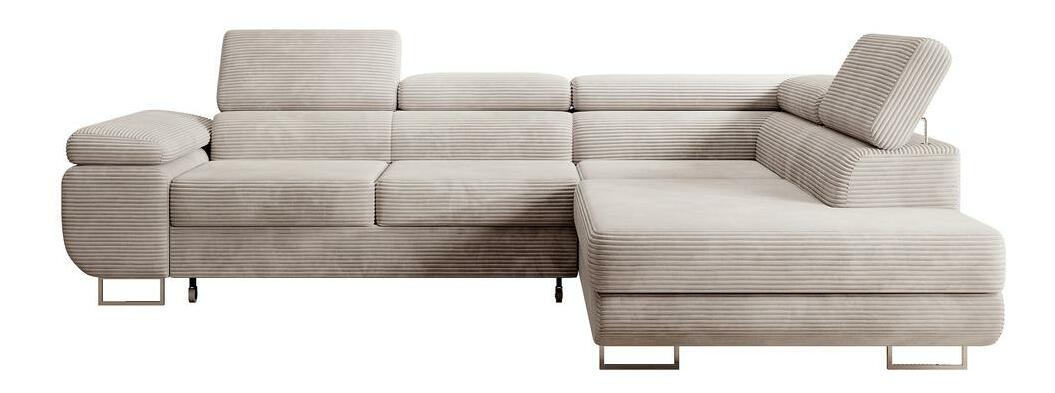 Rohová sedací souprava Stiletto (P) (béžovošedá + stříbrná)