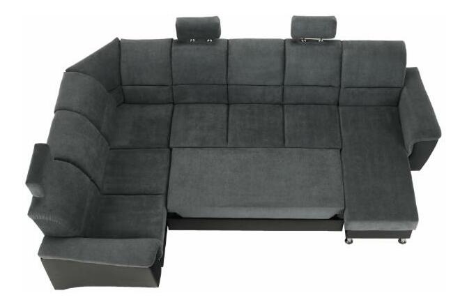 Rohová sedací souprava U Stan (černá + tmavě šedá) (P)