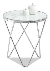 Konferenční stolek Armin S (bílý mramor + chromová)