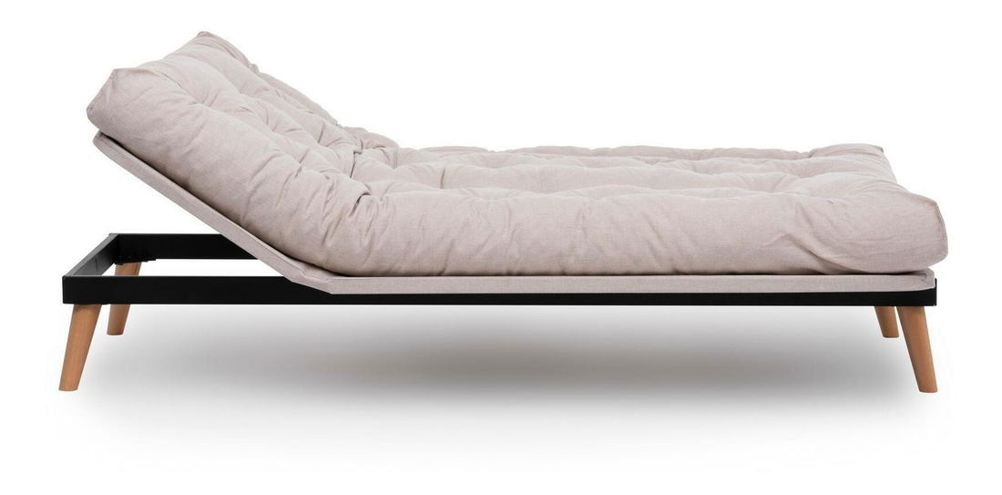 Rozkládací pohovka Sakotta (krémová + dřevo)