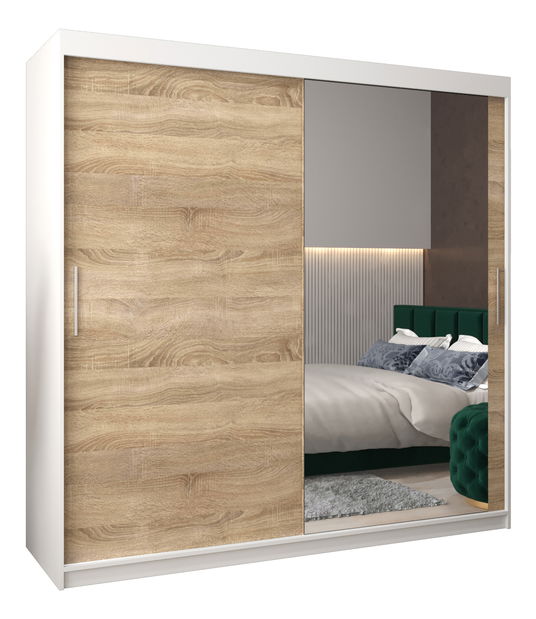 Šatní skříň 200 cm Toki 2 (Bílá matná + Dub sonoma)
