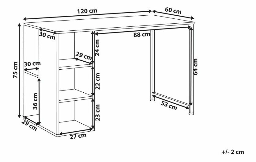 PC stolek DAROSA (tmavé dřevo + bílá)