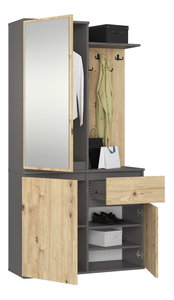 Předsíňová sestava Enteruno (šedý grafit + dub artisan) (se zrcadlem)