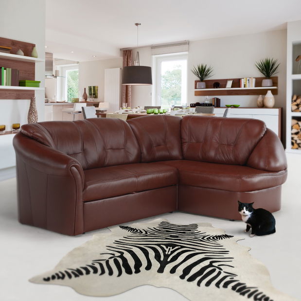 Kožená rohová sedací souprava Lamerton (P)