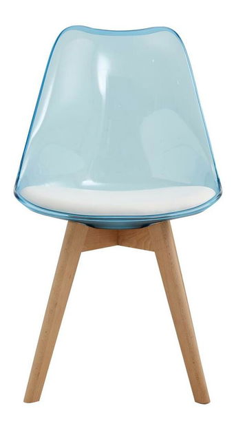 Jídelní židle Bralla 2 (transparentní + modrá + buk + bílá)
