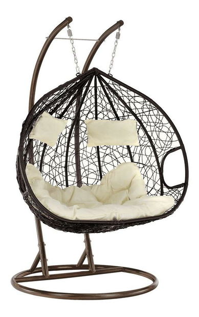 Závěsné dvojkřeslo Dalvoa 2 (měděná + hnědá + krémová)