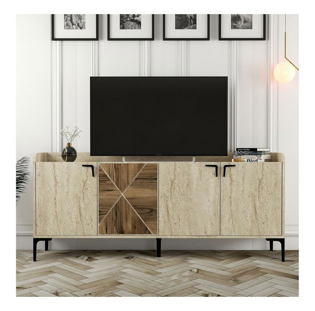 Skříňka Venedikt (ořech + travertin)