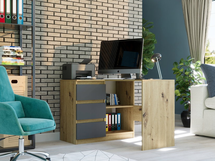 Rohový PC stolek Nolmir (artisan + antracit) (L)