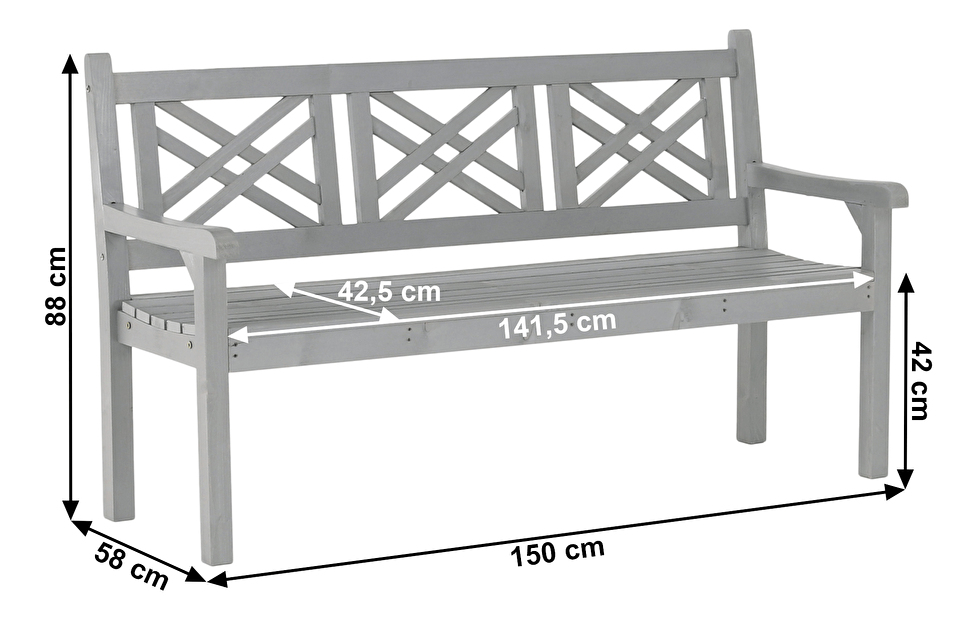 Zahradní lavička Finbona (šedá)