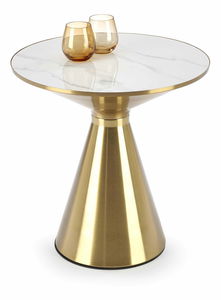 Konferenční stolek Therese (mramor bílý + zlatá)