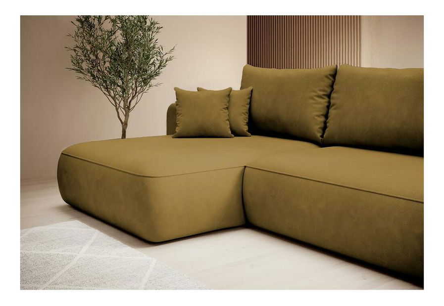 Rohová sedací souprava Fergie (L) (zlatá + černá)