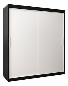 Šatní skříň 180 cm Toki (Černá matná + Bílá matná)
