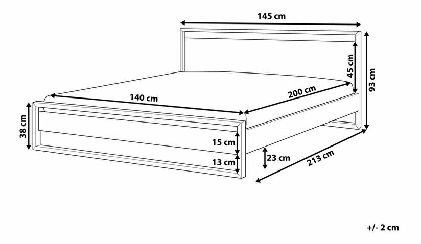 Manželská postel 140 cm GIACOMO (s roštem) (tmavé dřevo)