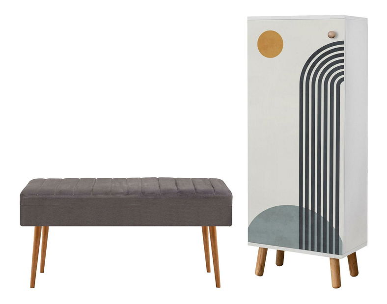 Předsíňová sestava Beside 2 (bílá + šedá)