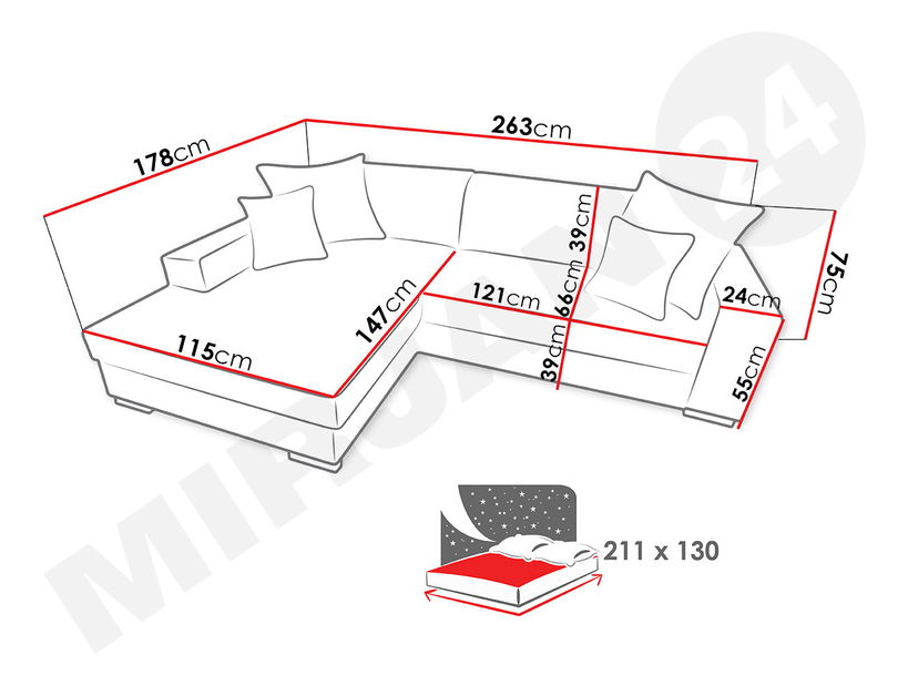 Rohová sedací souprava Hold (šedá)