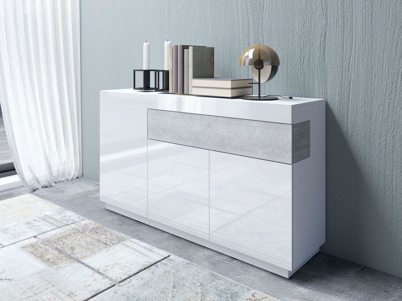 Komoda Stacey Typ 43 (beton + bílá)