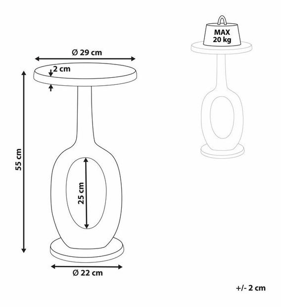Příruční stolek Apko (zlatá)