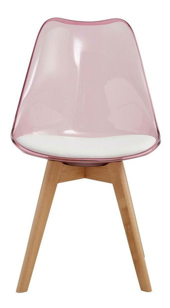 Jídelní židle Bralla 2 (transparentní + růžová + buk + bílá)