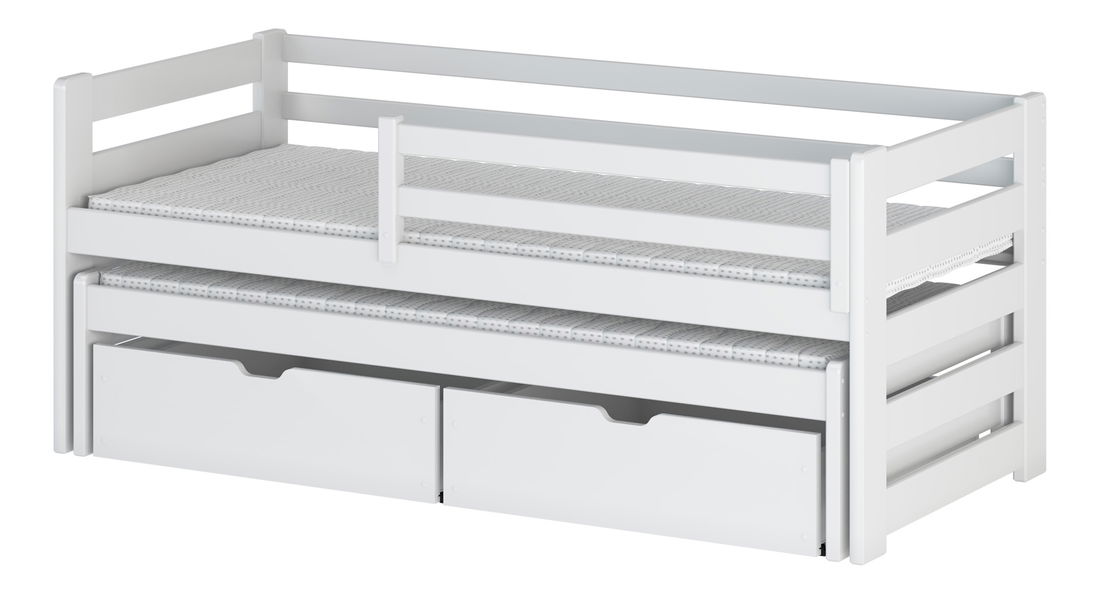 Dětská postel 90 cm Simo (bílá) (s roštem)