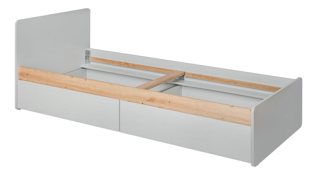 Jednolůžková postel 90 cm Voncile 20 ASPG VV BT (perlově šedá + dub artrisan) (s roštem)