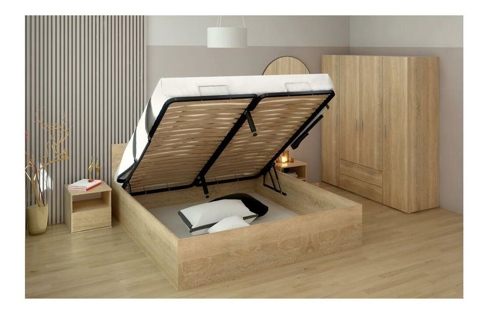 Manželská postel 180 cm Discutibles (dub sonoma) (s roštem) (s úl. prostorem)