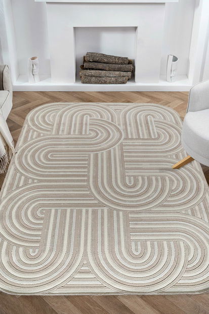 Koberec 100 x 300 cm Amora (bílá + hnědá)