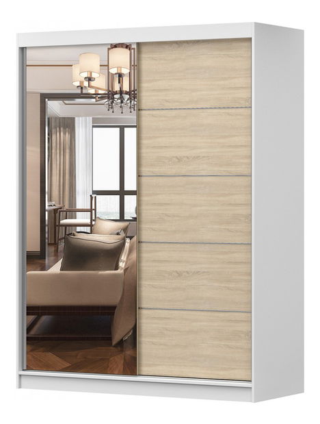 Šatní skříň Viola 05 (bílá + dub sonoma)