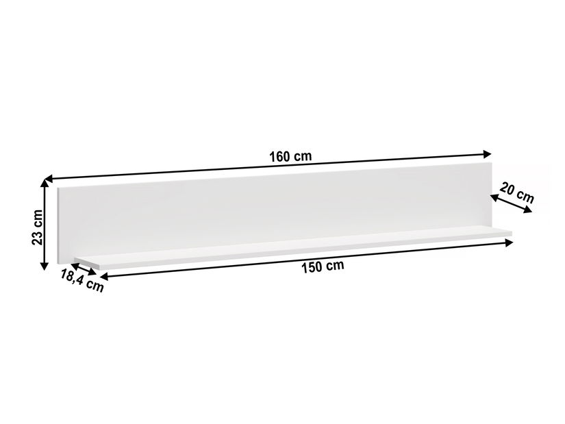 Polička 160 cm Otis (bílá)