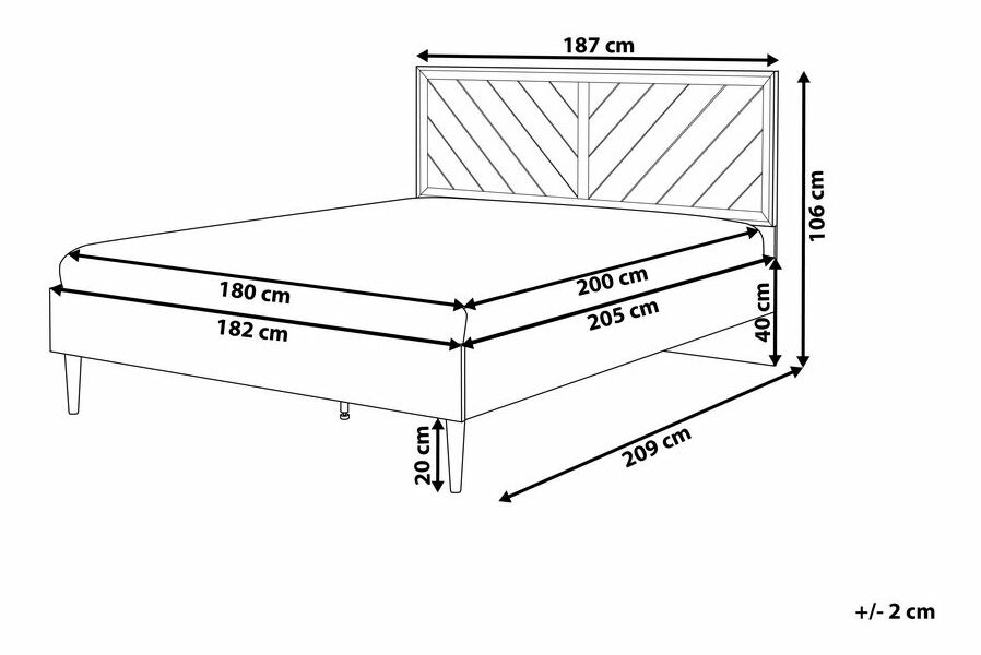 Manželská postel 180 cm MILLET (s roštem a LED osvětlením) (tmavé dřevo)