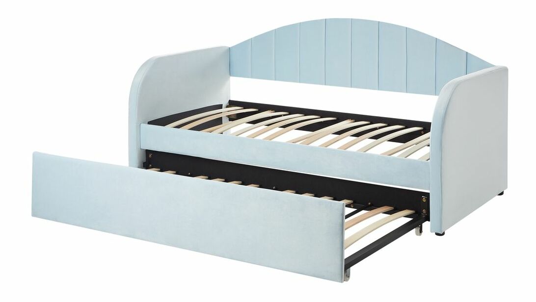 Jednolůžková postel 200 x 90 cm Eithan (modrá) (s roštem)