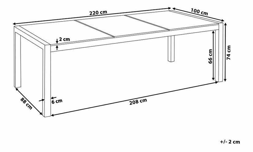 Zahradní stůl Grosso 220 (černá) (přírodní kámen)