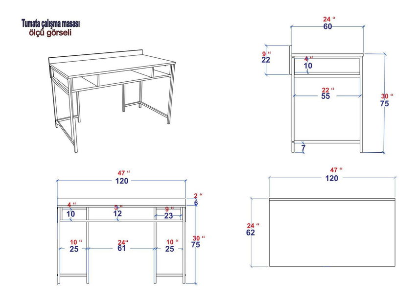 PC stolek Trude (zlatá + bílá)