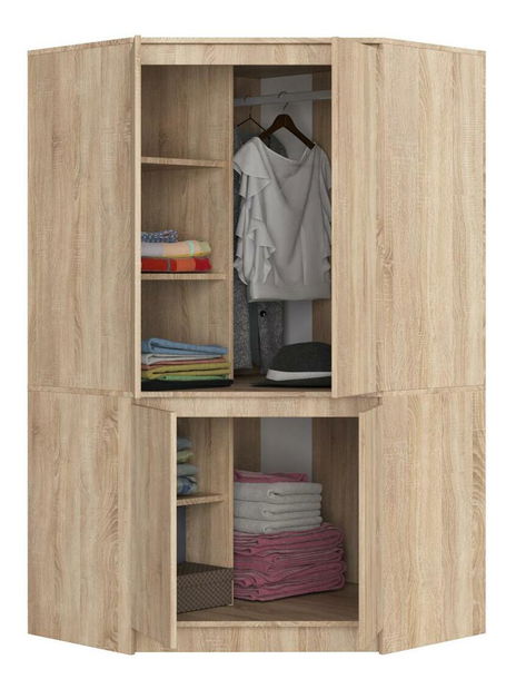 Rohová šatní skříň Sumergible (dub sonoma)